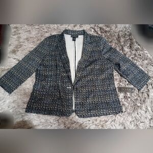 New York Clothing Co Black & White Blazer With Shoulder Pads